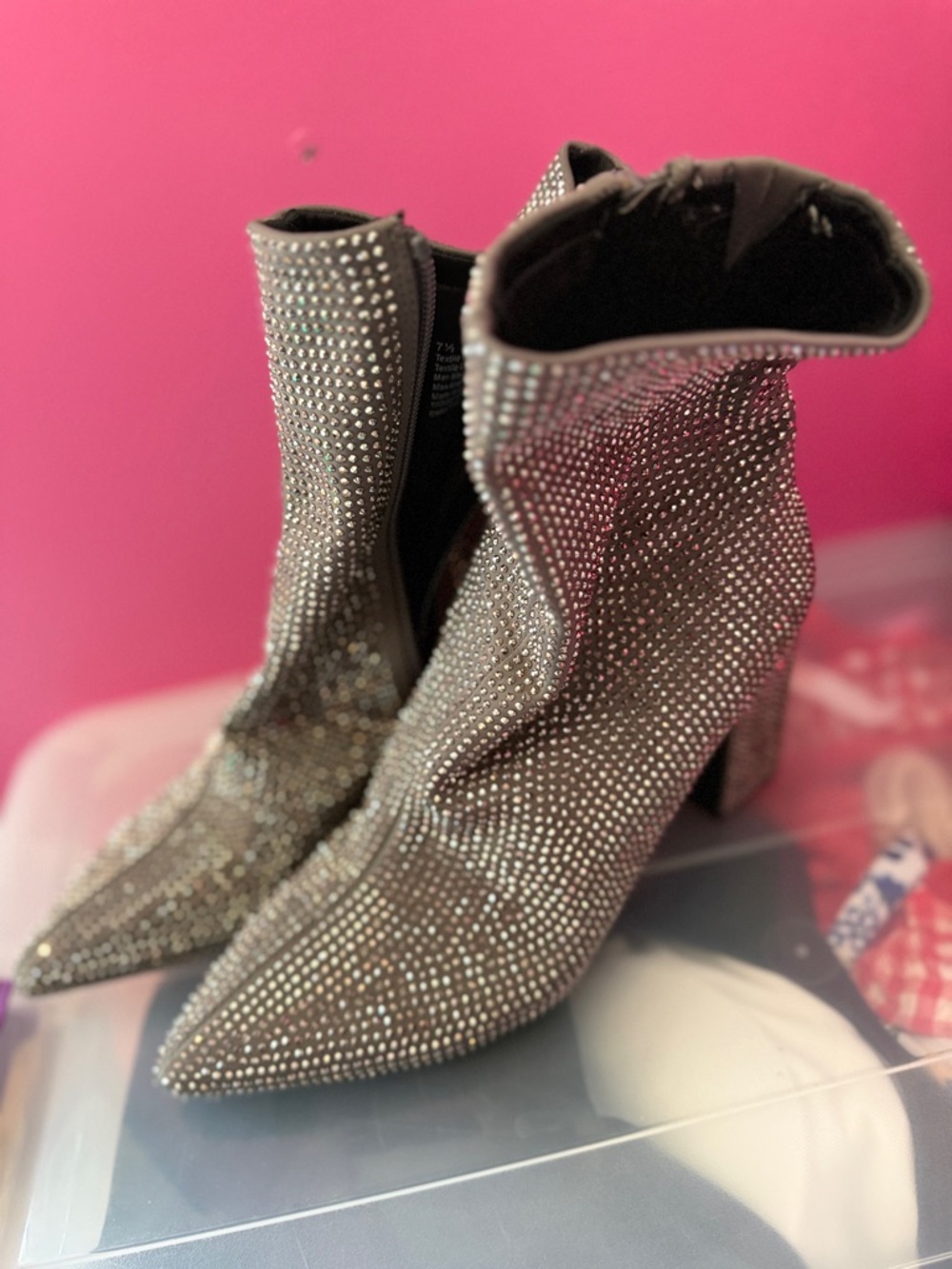 a new day Silver Rhinestone Pointed Ankle Boots - Picture 2 of 9